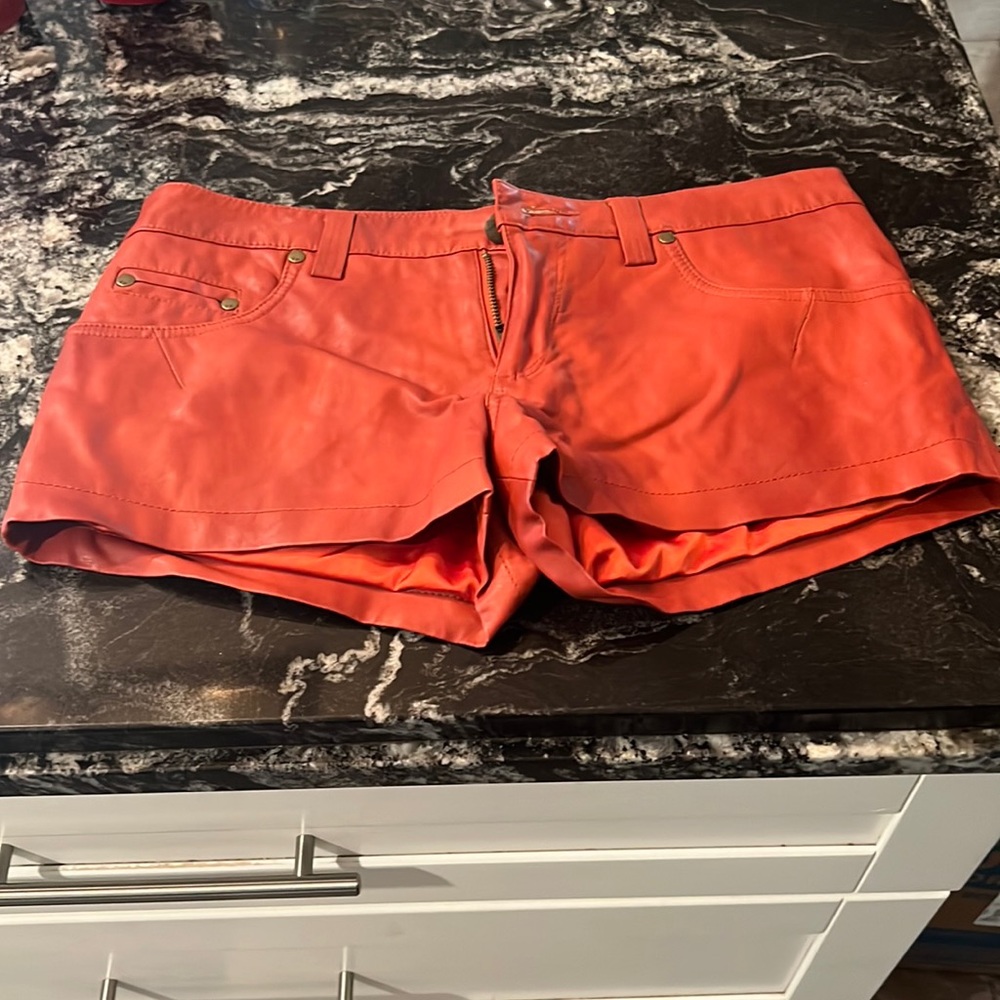 Free People Faux Leather shorts. Worn once & got pregnant. My Loss is your gain.